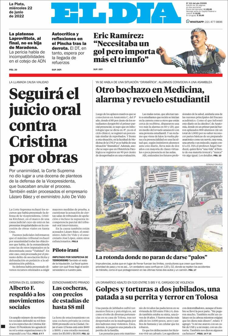 Portada de El Día de la Plata (Argentina)