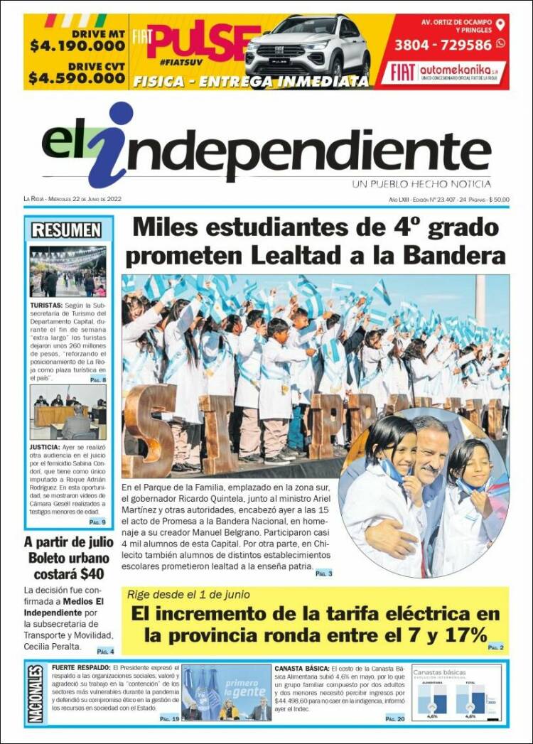 Portada de El Independiente (Argentina)