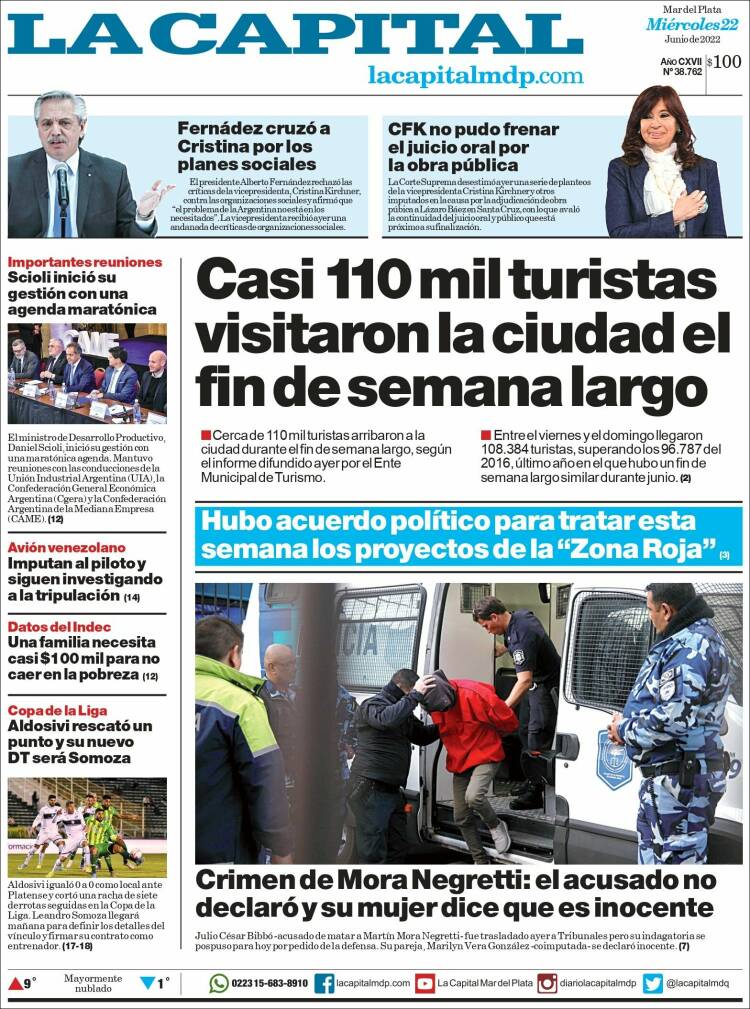 Portada de Diario La Capital - Mar del Plata (Argentina)
