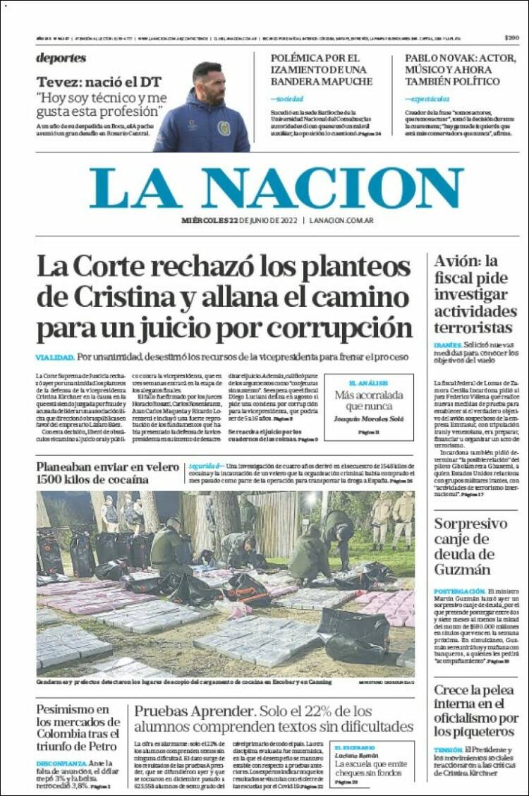 Portada de La Nación (Argentina)