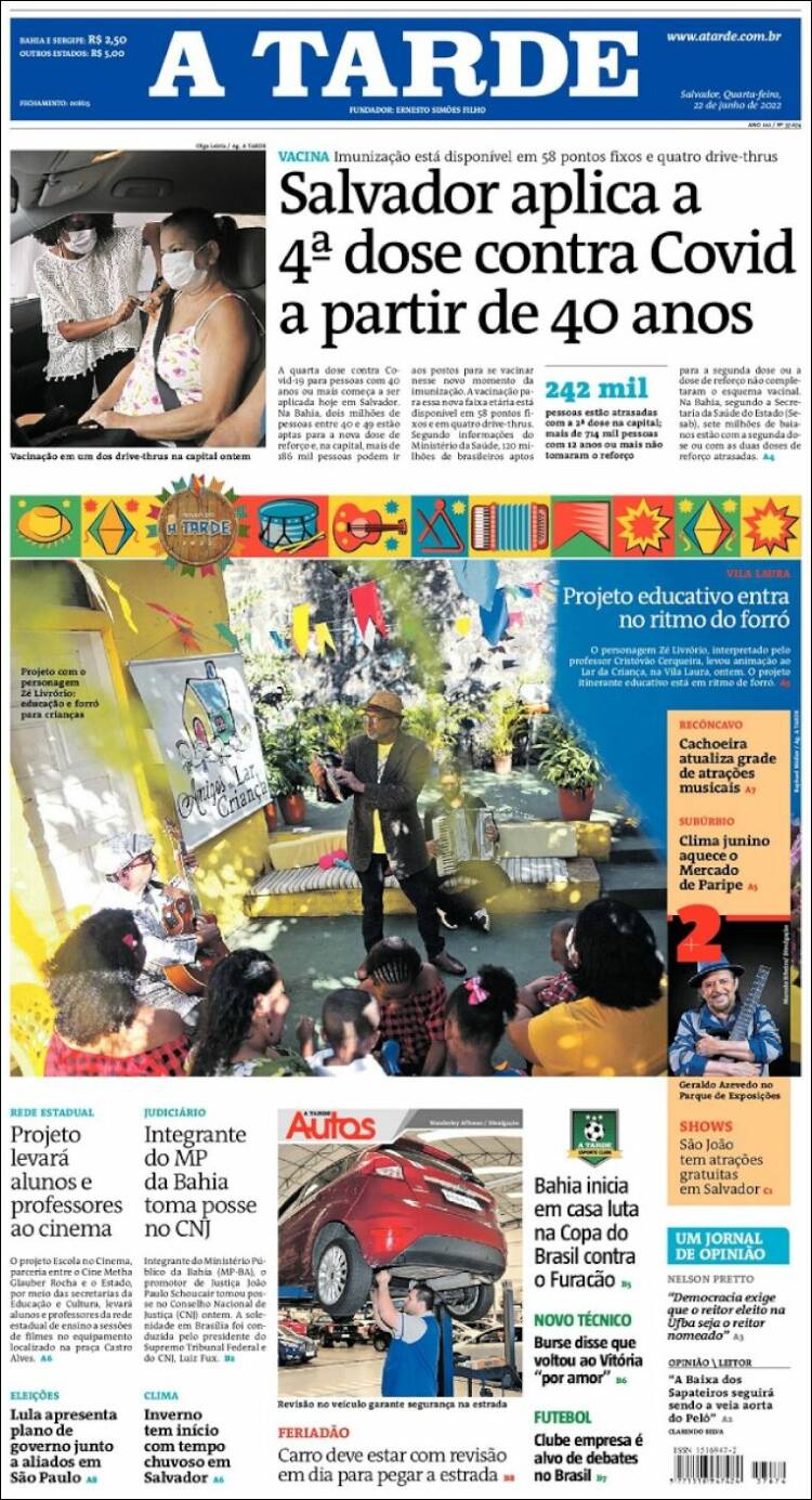 Portada de Diário A Tarde (Brasil)