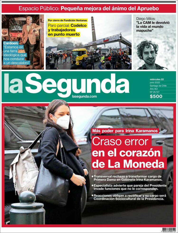 Portada de La Segunda (Chile)