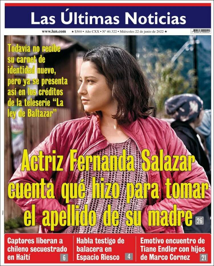 Portada de Las Últimas Noticias (Chile)