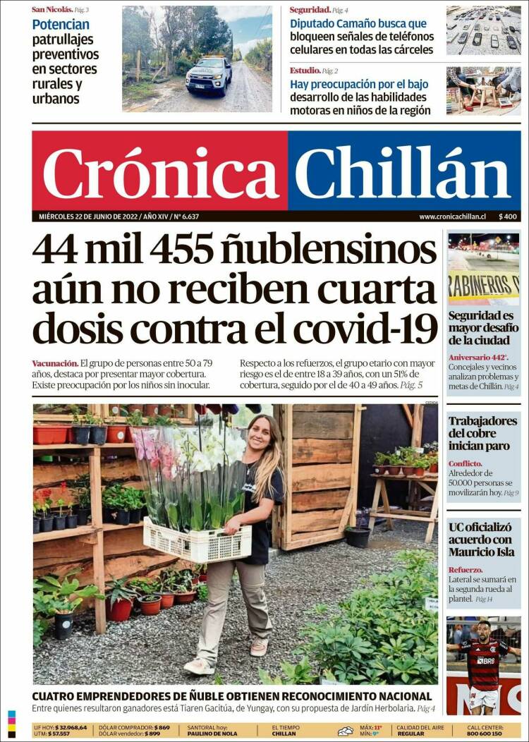 Portada de Crónica Chillán (Chile)