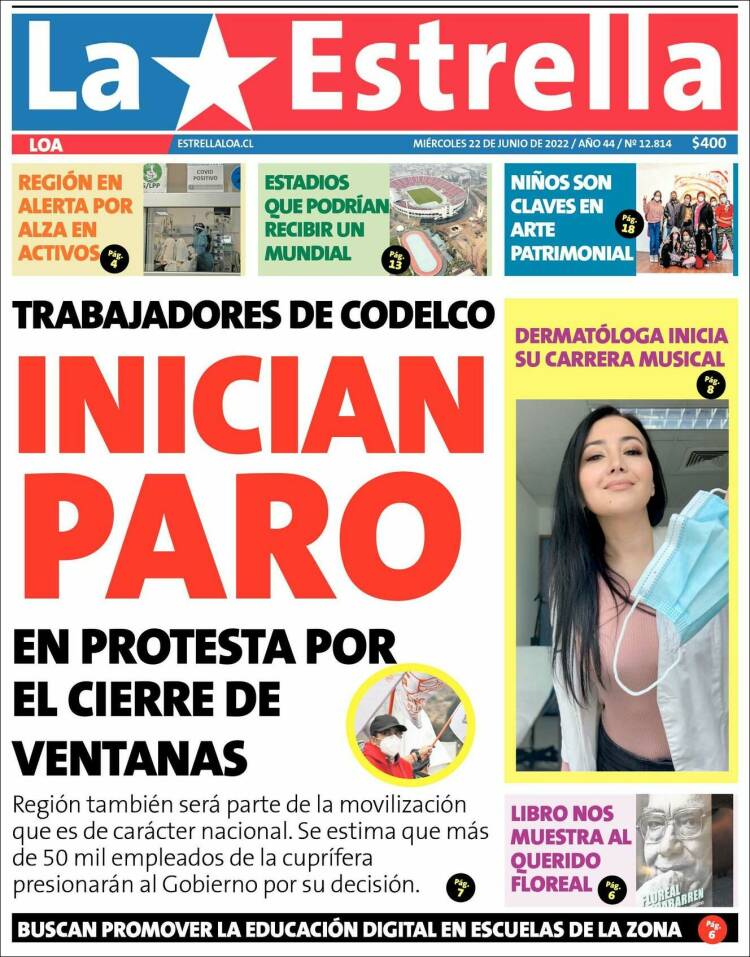 Portada de La Estrella de Loa (Chile)