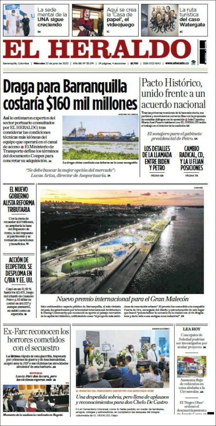 Portada de El Heraldo (Colombia)