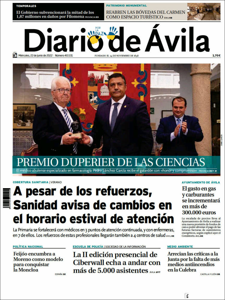 Portada de Diario de Ávila (Espa&ntilde;a)