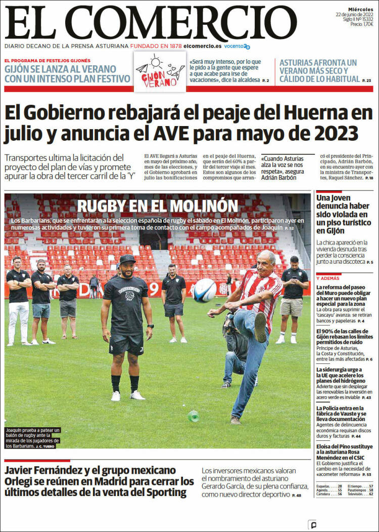 Portada de El Comercio - Gijón (Espa&ntilde;a)