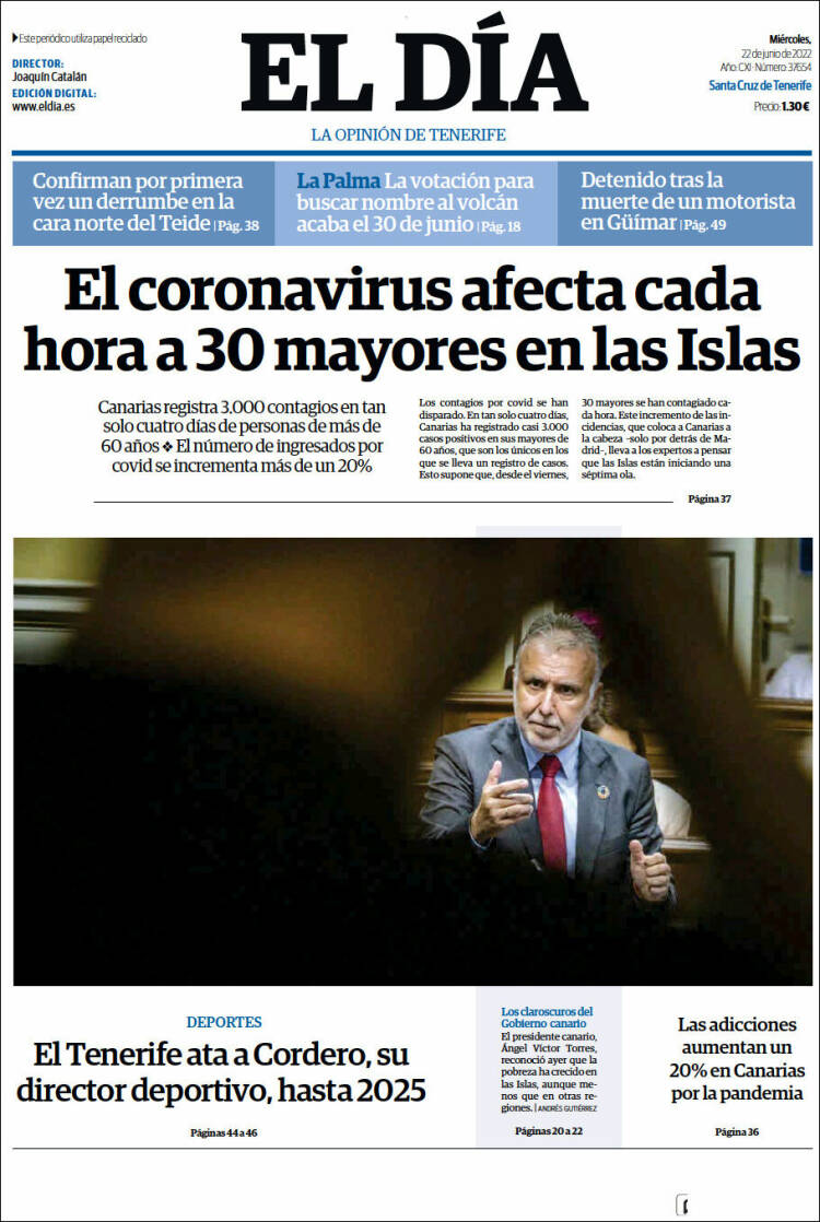 Portada de El Día (Espa&ntilde;a)