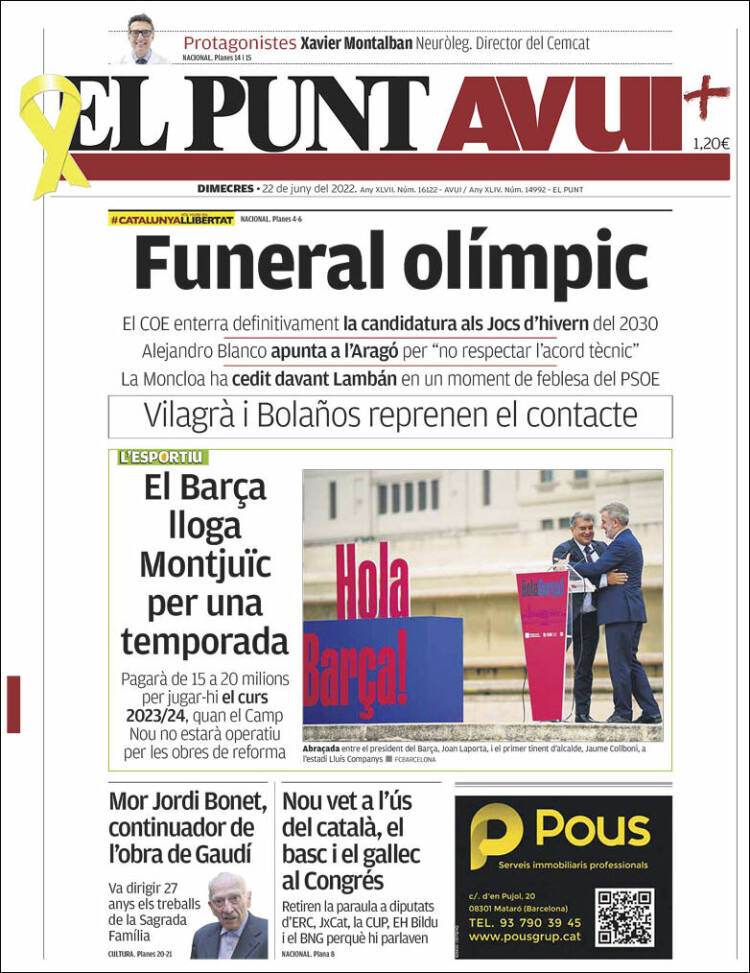 Portada de El Punt Avui (Espa&ntilde;a)