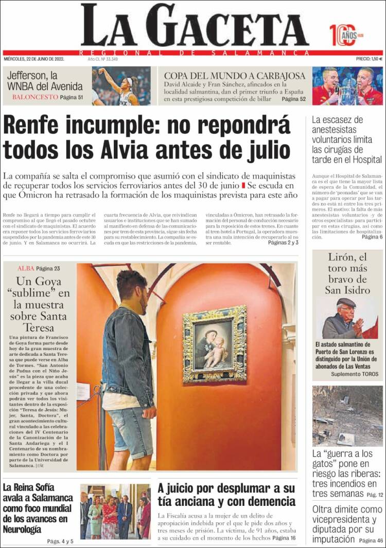 Portada de La Gaceta de Salamanca (Espa&ntilde;a)