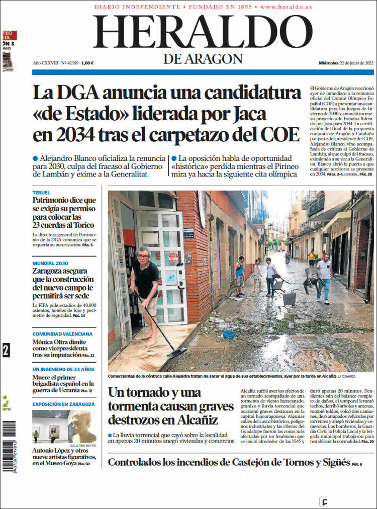 Portada de Heraldo de Aragón (Espa&ntilde;a)