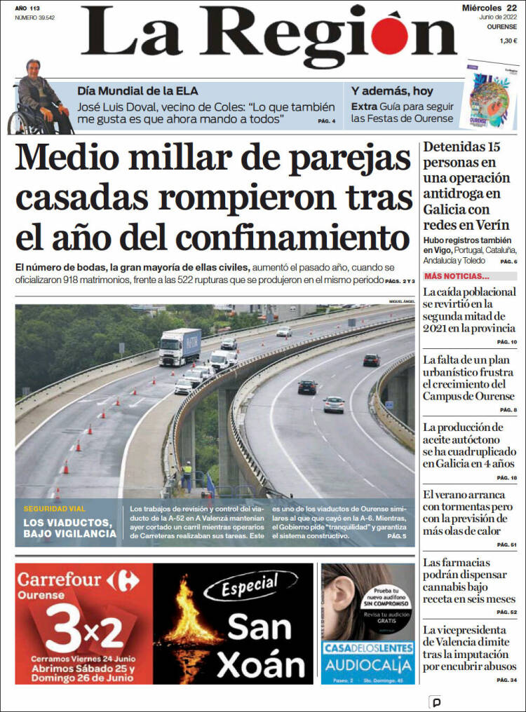 Portada de La Región de Ourense (Espa&ntilde;a)