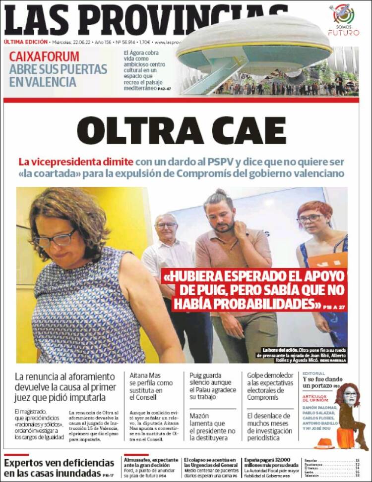 Portada de Las Provincias (Espa&ntilde;a)
