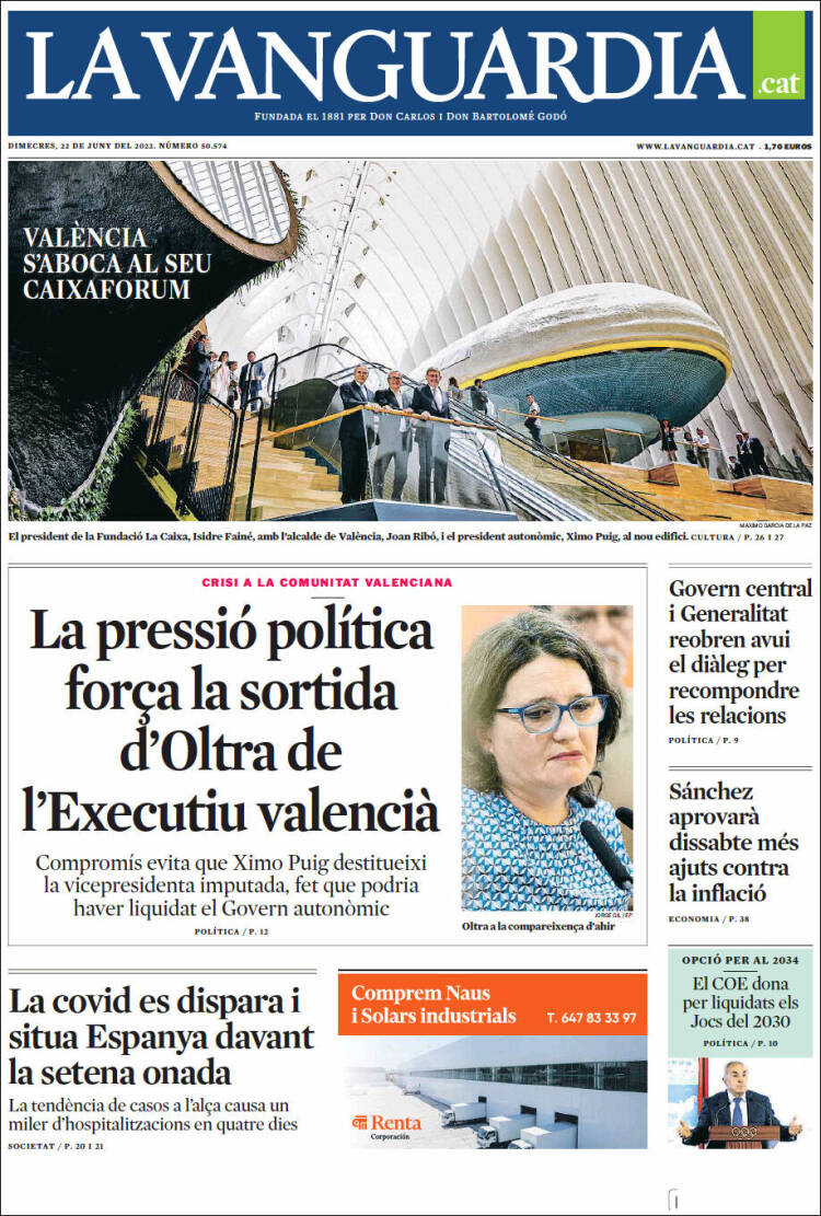 Portada de La Vanguardia (Espa&ntilde;a)