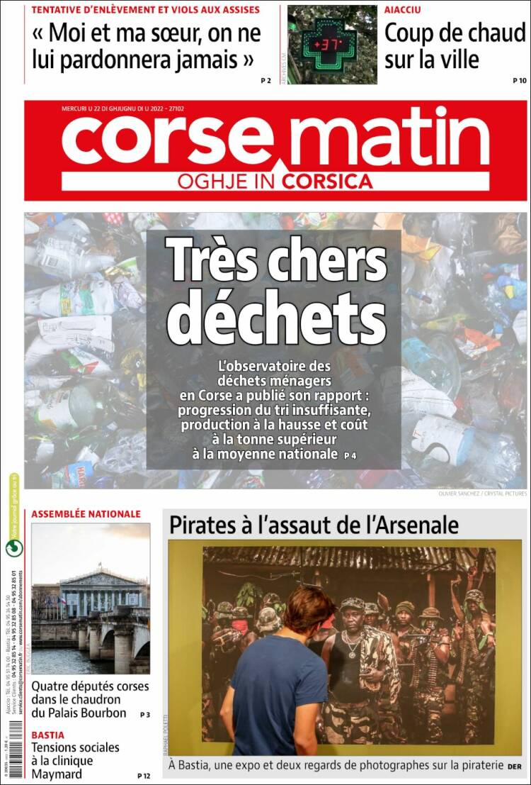 Portada de Corse-Matin (Francia)