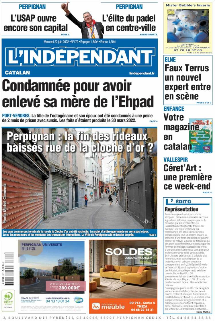 Portada de Le Indépendant (Francia)