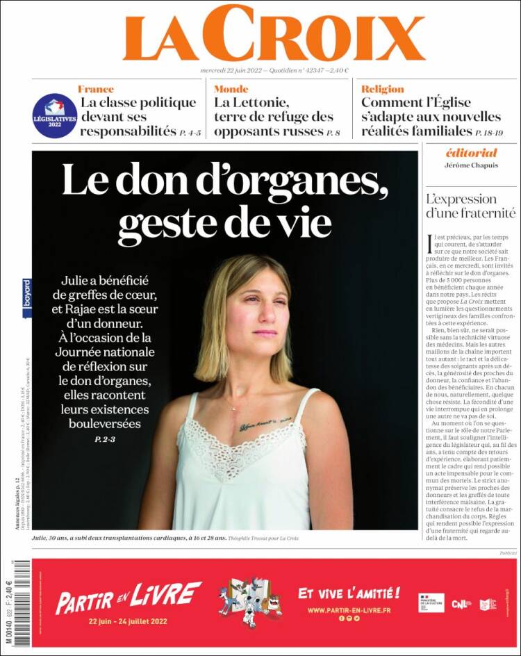 Portada de La Croix (Francia)