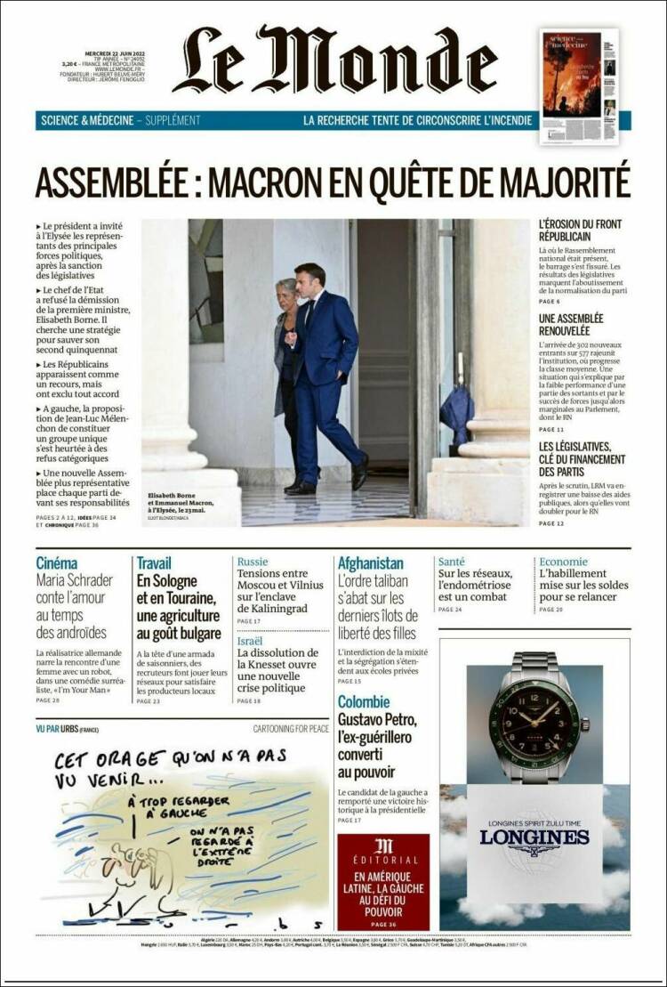 Portada de Le Monde (Francia)