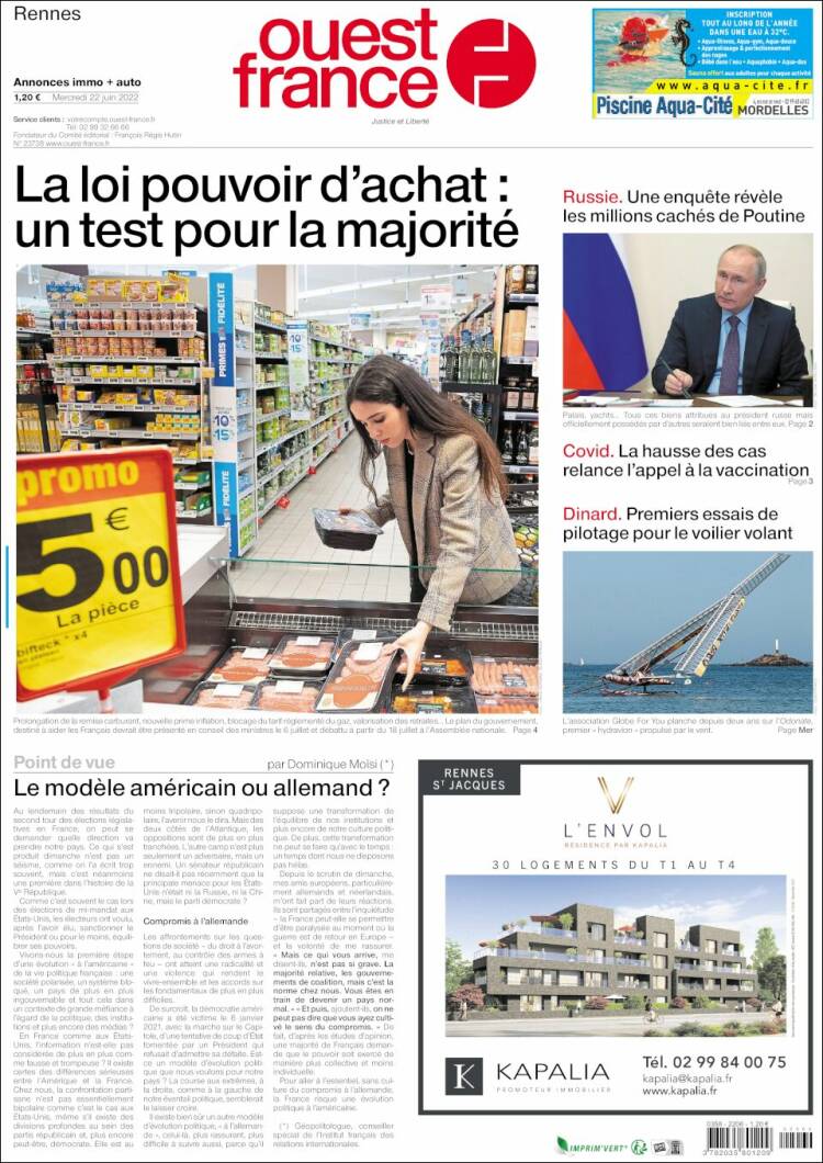 Portada de Ouest France (Francia)