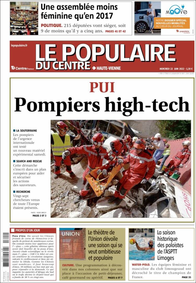 Portada de Le Populaire du Centre (Francia)