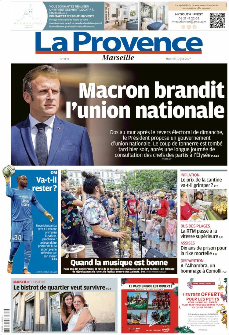 Portada de La Provence (Francia)