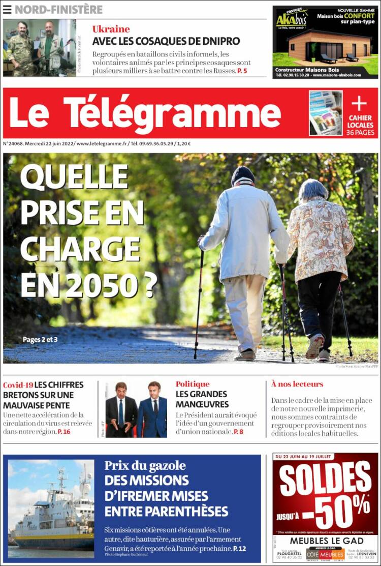 Portada de Télégramme (Francia)