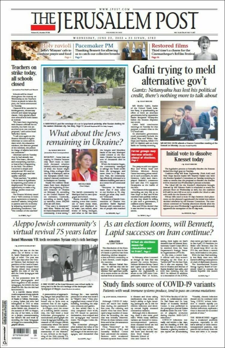 Portada de The Jerusalem Post (Israel)