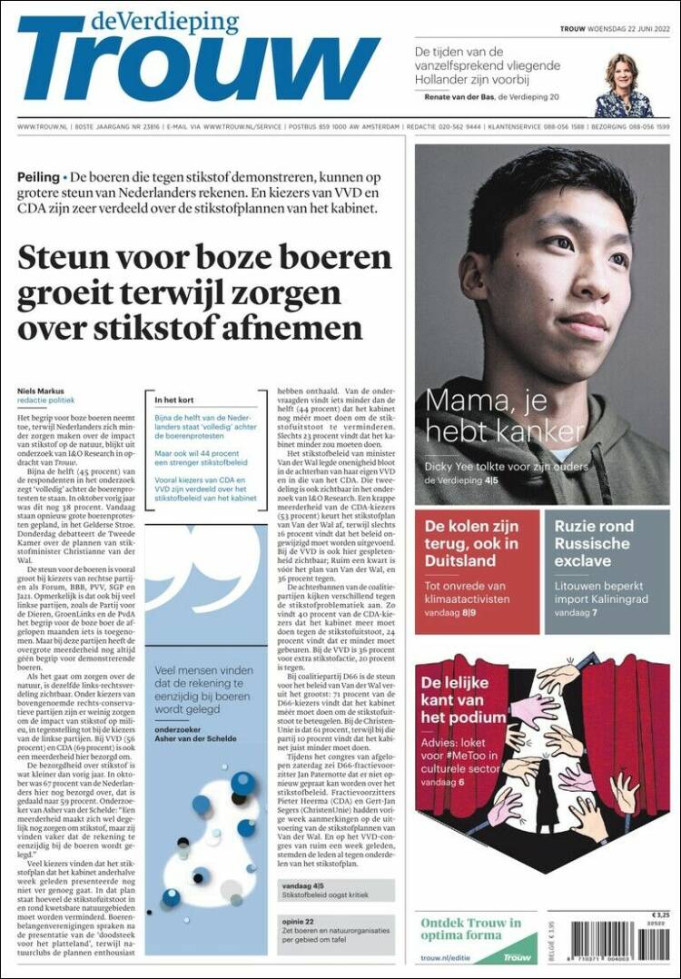 Portada de Trouw (Pa&iacute;ses Bajos)