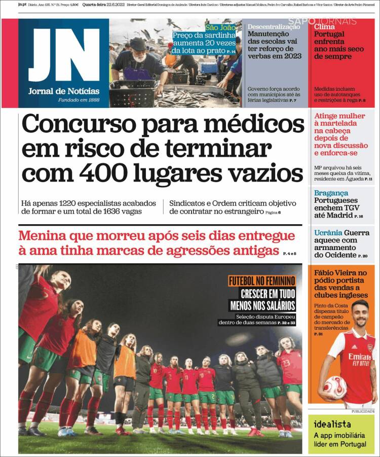 Portada de Jornal de Notícias (Portugal)