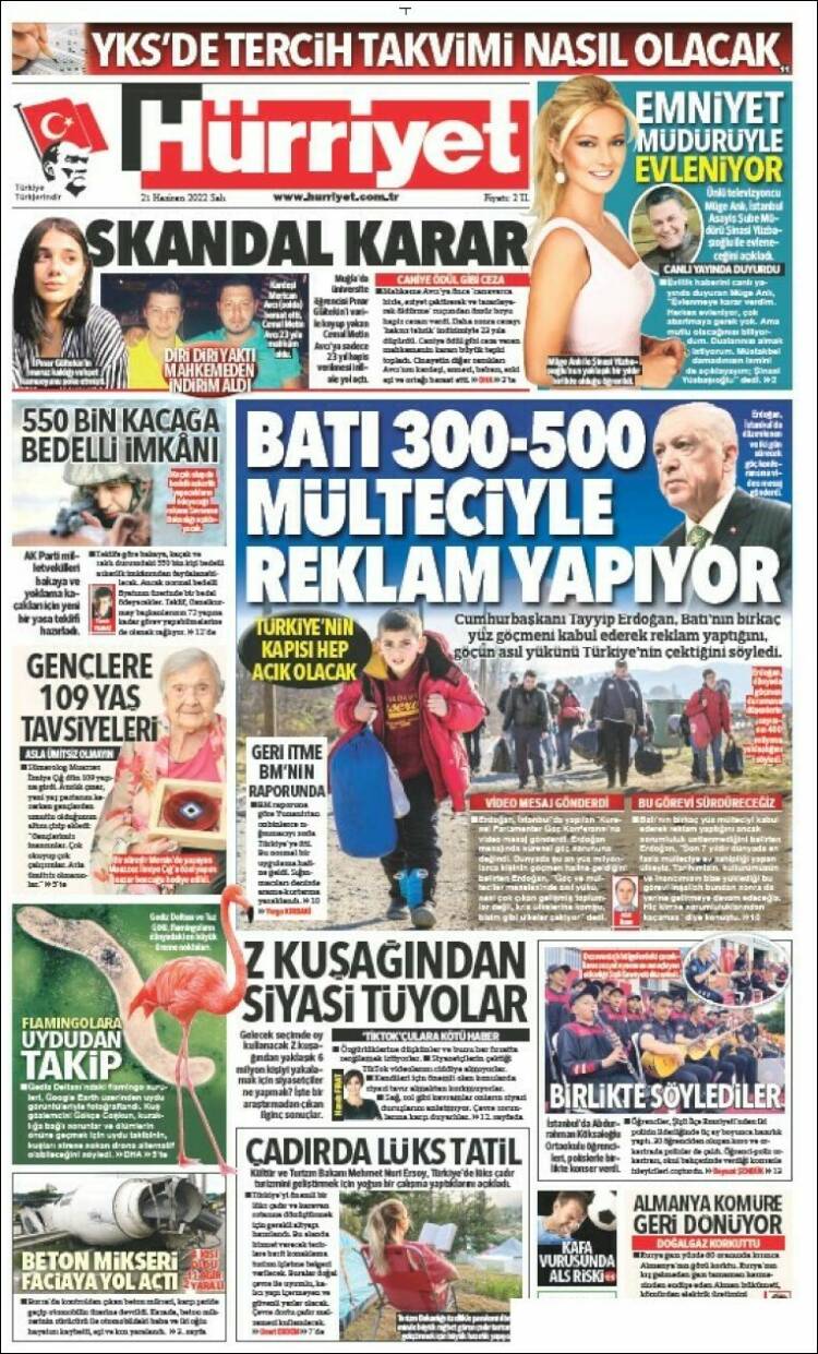 Portada de Hürriyet (Turqu&iacute;a)