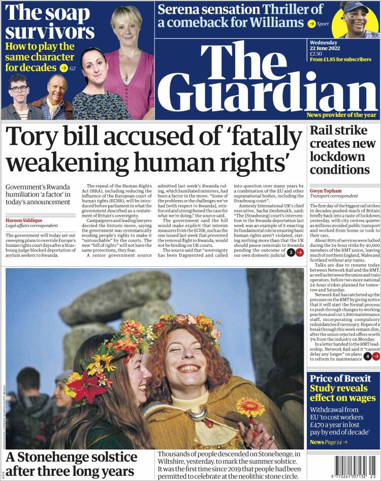 Portada de The Guardian (United Kingdom)