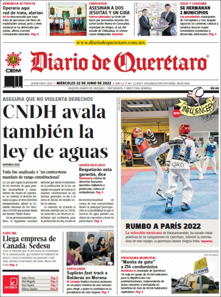 Portada de Diario de Querétaro (México)