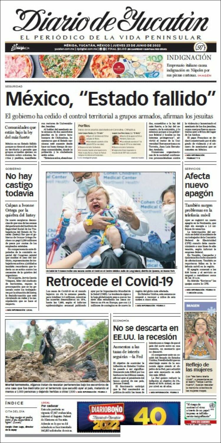 Portada de Diario de Yucatán (México)