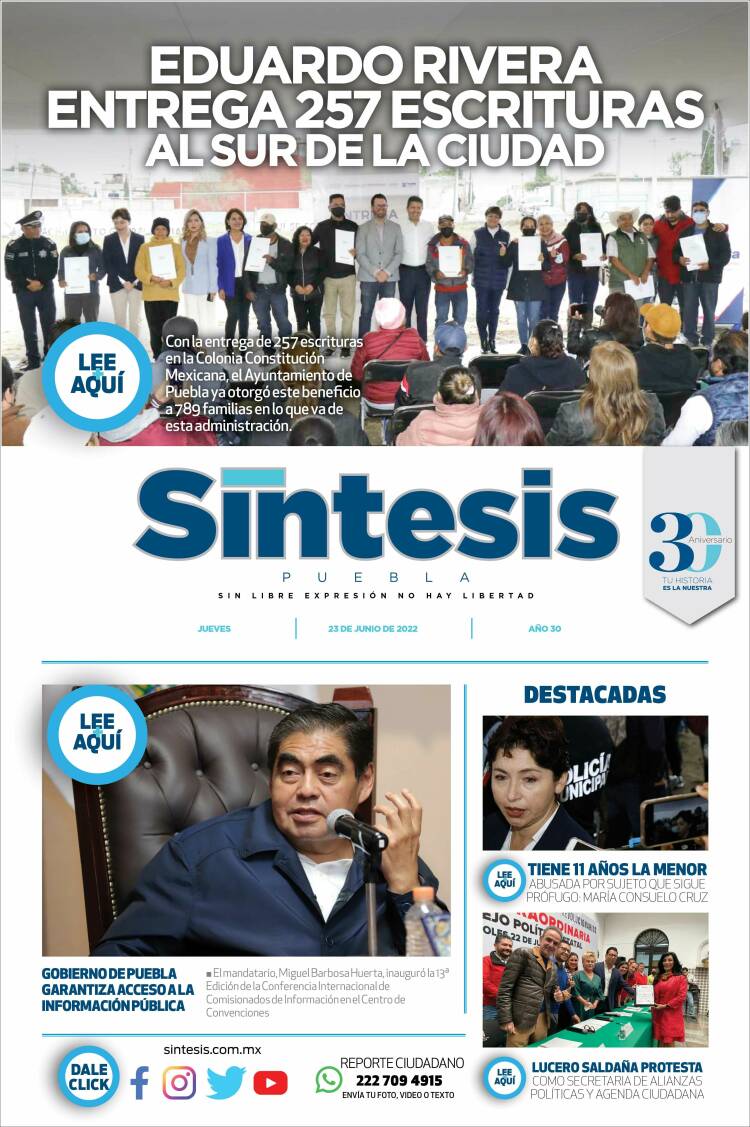 Portada de Síntesis - Puebla (México)