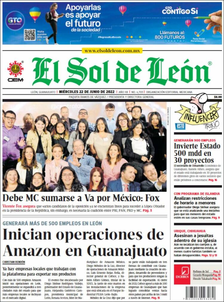 Portada de El Sol de León (México)