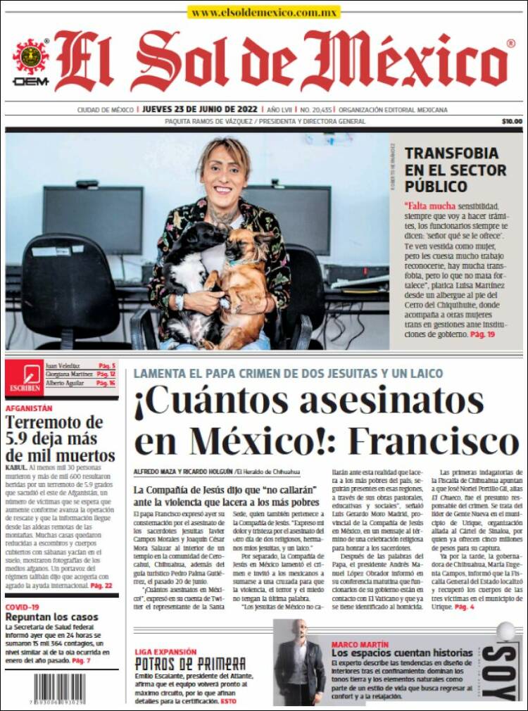 Portada de El Sol de México (Mexico)