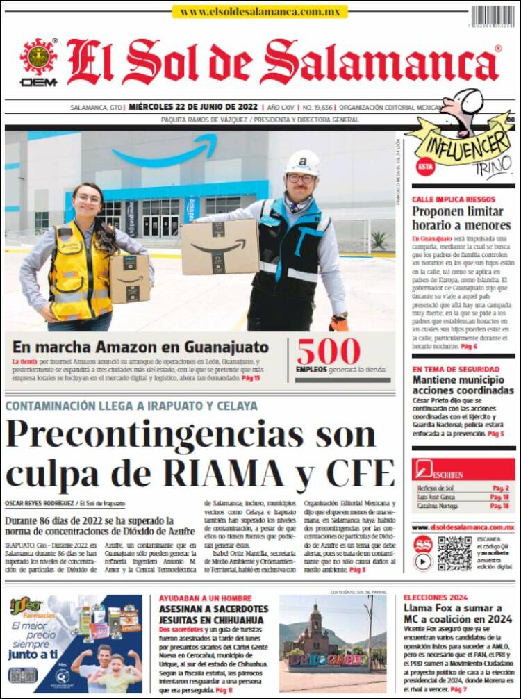 Portada de El Sol de Salamanca (México)