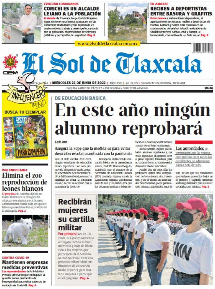 Portada de El Sol de Tlaxcala (México)