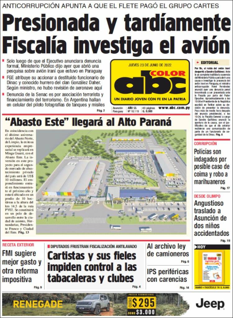 Portada de ABC Color (Paraguay)