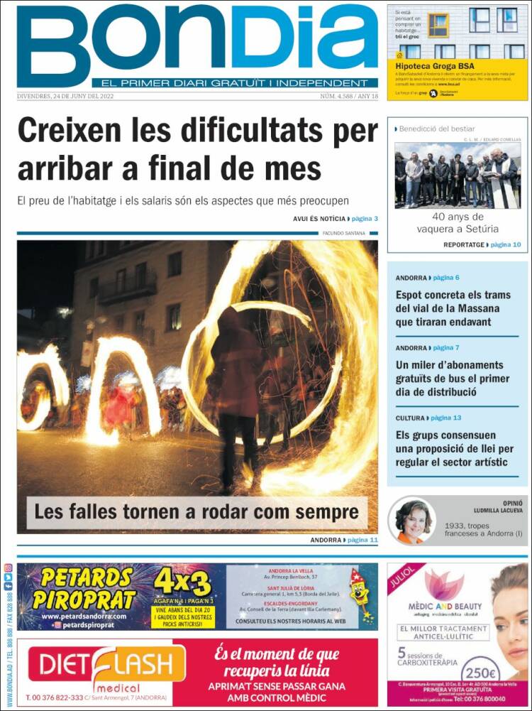 Portada de Diari Bondia (Andorra)