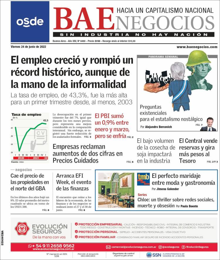 Portada de Buenos Aires Económico (Argentina)