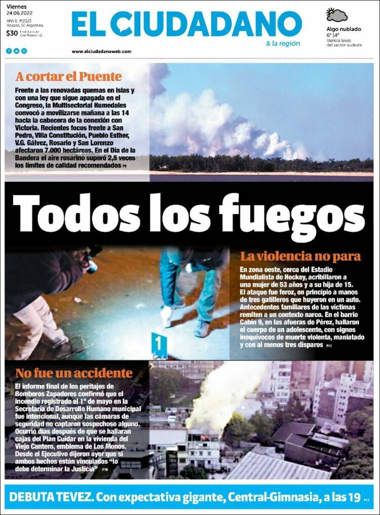 Portada de Diario El Ciudadano (Argentina)