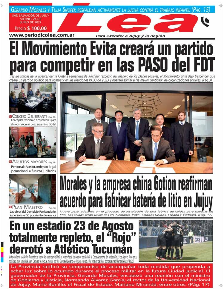 Portada de Periódico Lea (Argentina)