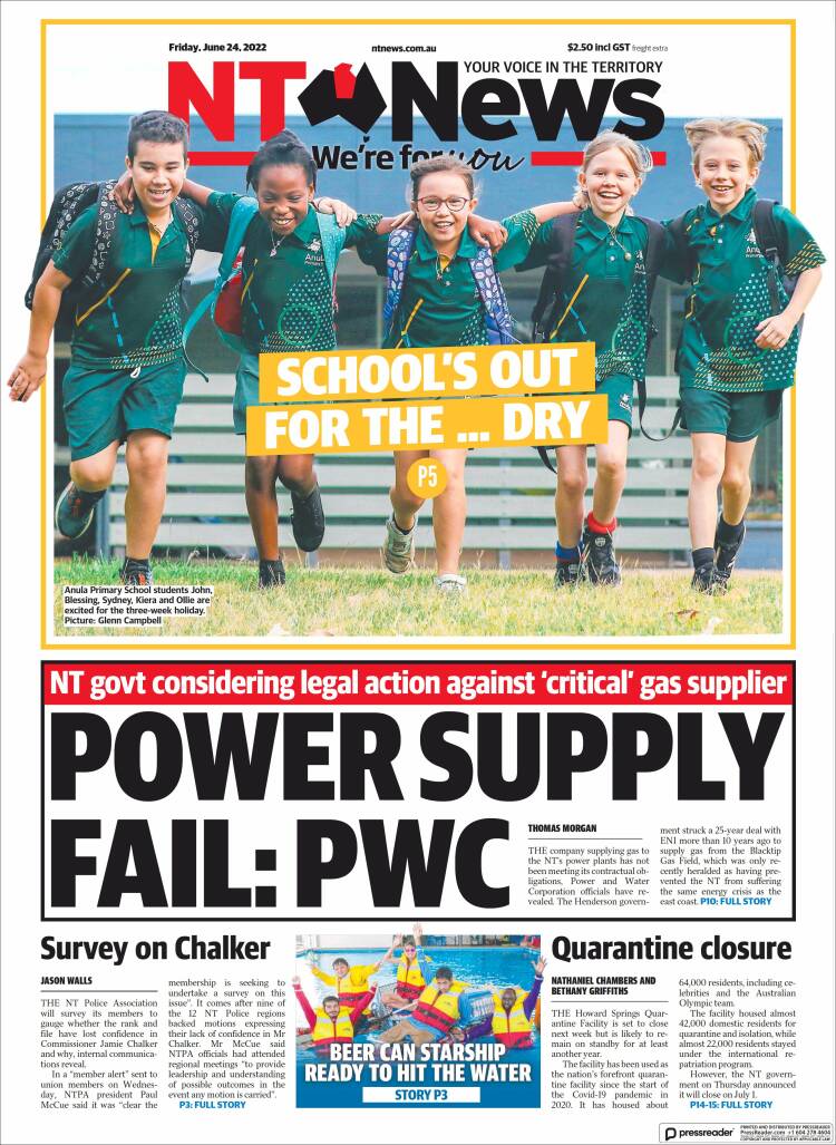 Portada de Northern Territory News (Australia)
