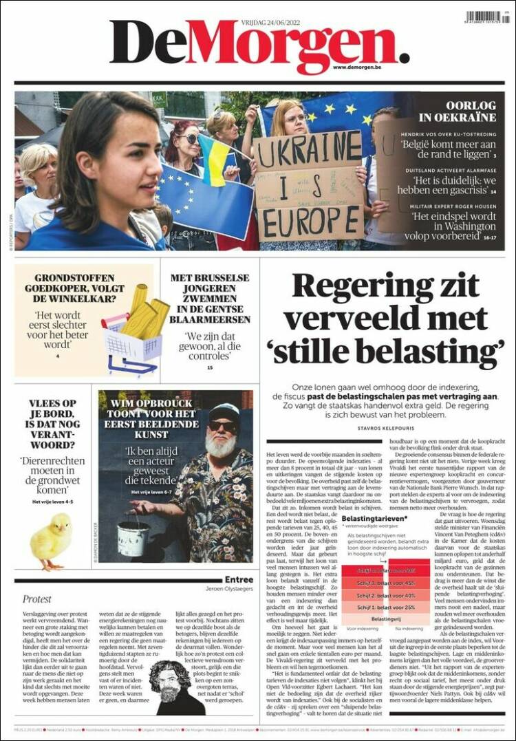 Portada de De Morgen (B&eacute;lgica)