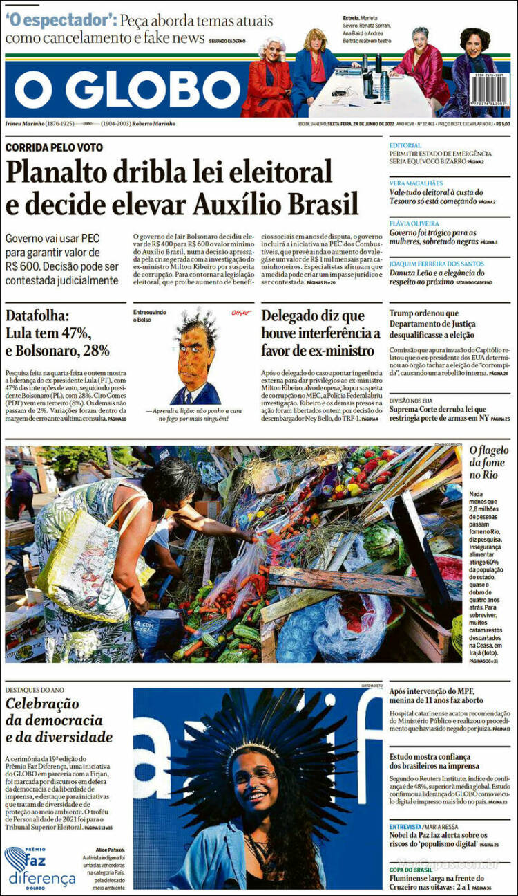 Portada de O Globo (Brasil)