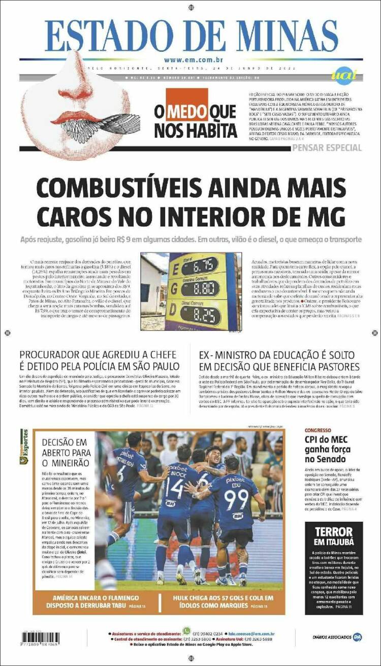 Portada de Jornal Estado de Minas (Brasil)