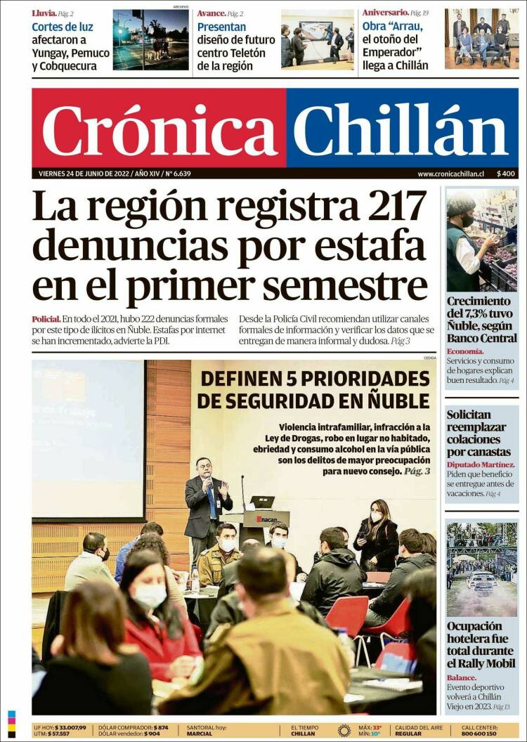 Portada de Crónica Chillán (Chile)