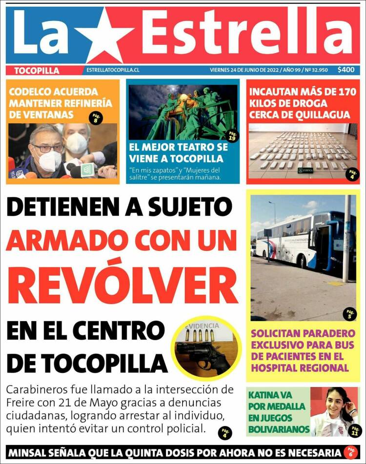 Portada de La Estrella de Tocopilla (Chile)